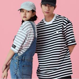 [라이프워크] 공용 화이트라독 스트라이프 반팔 티셔츠_LW242TS180