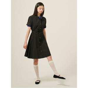 [25SS]밴드넥 7부 소매 쇼트 원피스  블랙 (BF5471C085)
