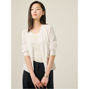 [25SS]코튼 혼방 V넥 긴소매 카디건  화이트 (BF545AC011)