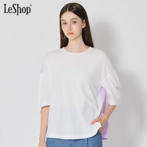 [르샵] 등판 컬러 패치 셔링 티셔츠