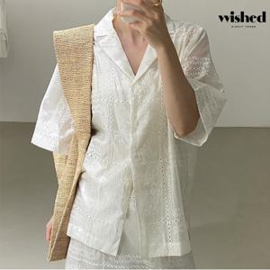 펀칭 레이스 디테일 카라 반팔 자켓 (WICAJK008)