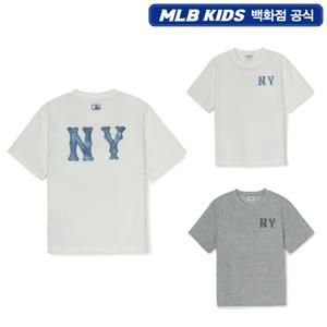 MLB키즈 모노그램 데님 쿠퍼스 빅로고 티셔츠 7ATSM0953 JS