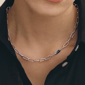 H에디션 (W) 라운드 택 체인 목걸이 HL6N39646WB450