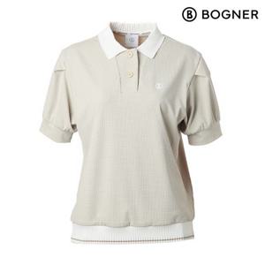 [보그너] 여성 변형 오픈에리 루즈핏 티셔츠 BEIGE