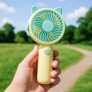 [브리즈홈] 쿨팡 휴대용 선풍기 판촉 선물용 건전지 미니 손풍기 레몬