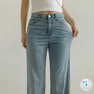 [브리치] 포인 /  자체제작/당일출고 클리어 쿨링 리오셀 히든밴딩 와이드 데님 팬츠
