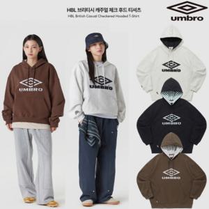 엄브로 25SS HBL 브리티시 캐주얼 체크 후드 티셔츠 UQ111CHD21