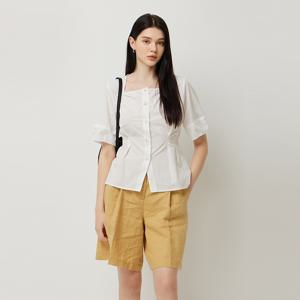 데븐 스퀘어넥 벌룬 소매 블라우스_SAWS50531WH