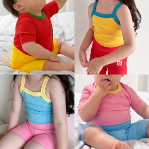 [무료배송] 슈슈페 아기 유아 등원복 여름 실내복 츄잉 상하세트 (반팔/민소매)