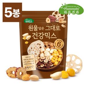 [하루견과] 원물 그대로 담아낸 건강믹스 200g 5봉 /대추슬라이스/은행칩/통마늘칩/꿀땅콩/튀김땅콩