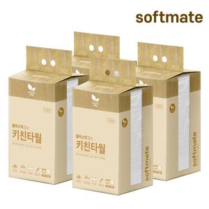 소프트메이트 플라스틱 없는 키친타월 100매 4팩 /다용도 주방타올