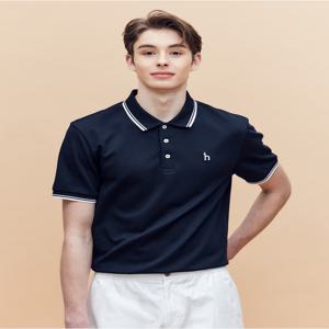 남성 HZTS5B437N3 [시즌오프][AIRY TWILL] 네이비 더블 팁 배색 카라 티셔츠