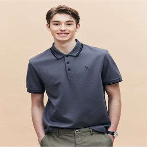 남성 HZTS5B437G3 [시즌오프][AIRY TWILL] 차콜 더블 팁 배색 카라 티셔츠
