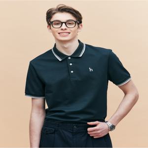 남성 HZTS5B437E3 [시즌오프][AIRY TWILL] 그린 더블 팁 배색 카라 티셔츠