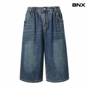 정상가:89,000원 ㅣ 와이드 버뮤다 데님 밴딩 팬츠 (BX2PT012L0)