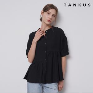 정상가:69,000원 ㅣ 차이나 칼라 언발란스 플레어 반팔 버튼 블라우스 (TX2BL054L0)