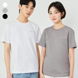 게스진 남여공용 유니 레귤러핏 왼가 일자로고 반팔티 NP2K8401