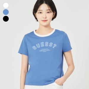 게스진 여성 크롭 게스중앙로고 반팔티 OP2K8401