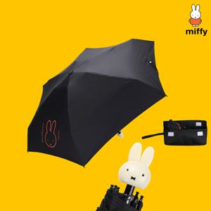 베이직 블랙 패턴 귀여운 캐릭터 손잡이 자외선차단/차광율 99.9% 암막 5단 우양산 (우산 겸 양산) +파우차 MISS-2204
