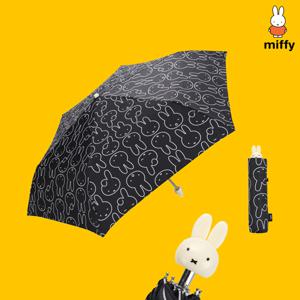 블랙 패턴 귀여운 캐릭터 손잡이 자외선차단 80% 3단 우양산 (우산 겸 양산) MIL-2202