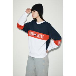 타미 진스 아카이브 컬러블록 크루넥 스웨트 셔츠 T32E0TTO15TWT1C1G