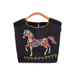 BLACK FLOWER HORSE 에코백