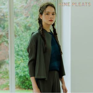 [FINE PLEATS] 피네 플리츠 7부 숏 가디건 챠콜