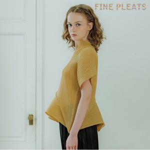 [FINE PLEATS] 피네 플리츠 차이나 브이넥 블라우스 베이지