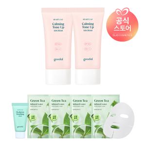 맑은 어성초 진정 수분 톤업 선크림 50ml x2 [사은]녹차가득순한마스크4매+어성초수딩크림10ml