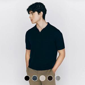지오다노 남성 여름 오픈카라 폴로 슬릿넥 반팔 니트 스웨터 055526/01055526