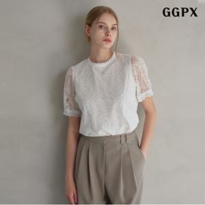 정상가:69,000원 ㅣ 페미닌 시스루 레이스 반팔 블라우스 (GPBBA047D)