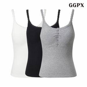 정상가:49,000원 ㅣ 레이스 페이크 버튼 나시 티셔츠 (GPBLW047D)