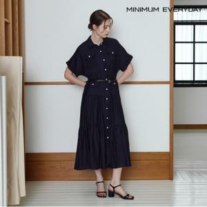 정상가:119,000원 ㅣ [미니멈 에브리데이]벨트 세트 포켓 반팔 셔츠 프릴 원피스 (EB2OW072D)