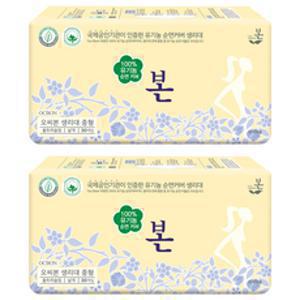 유기농본 오씨본 울트라슬림 생리대 날개형, 중형, 30개입, 2개