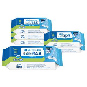 물걸레 청소포 50매 6팩 외 2종 진짜 두꺼운 고평량 75gsm 항균 99.9%  클리어맨 리필형 손걸레 청소용품