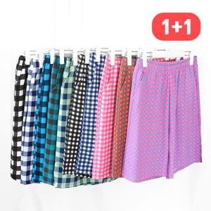 1+1 시원한 린넨아사 5부 반바지 여름 남성 여성 실내복 커플잠옷