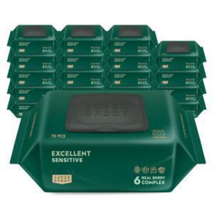 아기물티슈  82평량 20팩 행주급 슈퍼대디 NEW 엑설런트82 센시티브 캡형 70매 최고평량