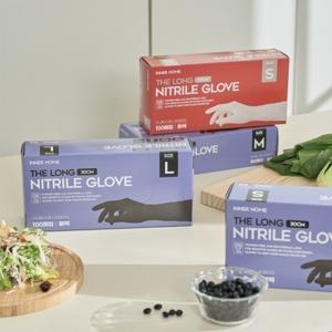 이너홈 The Long 니트릴장갑 30cm 화이트 블랙 100매