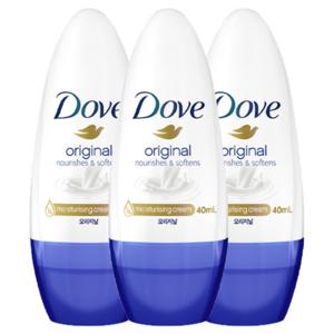 도브 데오드란트 롤온 3종 겨드랑이 땀 냄새 제거 40ml 3개