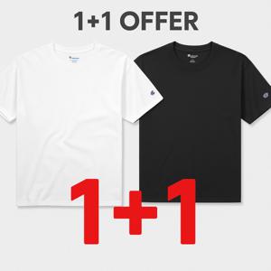 1+1 챔피온 반팔티 무지티 T425 블랙 화이트 오버핏 레이어드 티셔츠 당일발송 1+1행사