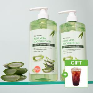 (런칭행사+메가커피증정) 알로에 수딩젤 1000ml 2개 / 리얼 네이처 알로에베라 99%