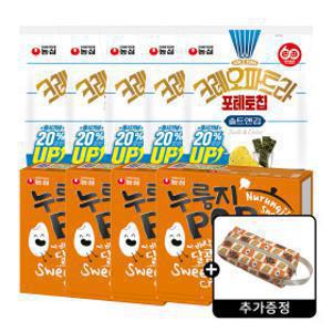 농심 누룽지팝 142g 4개+크레오파트라 포테토칩 솔트앤김 60g 5개 + 누룽지팝 파우치