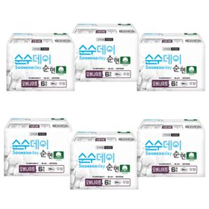 순면코튼 순수데이  오버나이트 6매x3팩+3팩 생리대 순면 저자극 안전한 날개형 울트라슬림