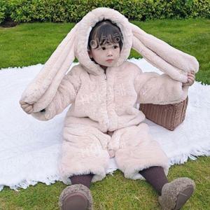 공용 스포츠 상하의 세트/가을 겨울 뽀글이 토끼 점프수트 우주복 패딩 상하복 집업 영  초등