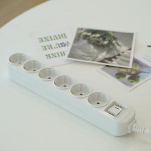 국산 KC KS인증 블루 LED 일반형 과부하차단 통합스위치 멀티탭 6구 1.5m 2.5m 4.5m (250V 16A)