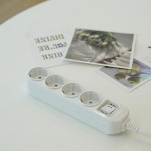 국산 KC KS인증 블루 LED 일반형 과부하차단 통합스위치 멀티탭 4구 1.5m 2.5m 4.5m (250V 16A)