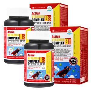 활성비타민B-100 컴플렉스 1350mg x 90정 2병 영양제 고함량 비타민b군 비오틴 엽산 B12 B1 B2 B6 판토텐산