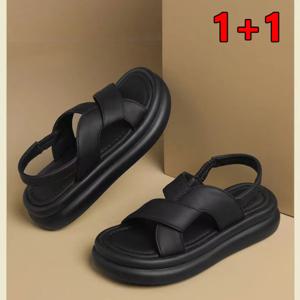 1+1여성 통굽 샌들 4cm 편안한 플랫폼 패션 여름 부드러운 밑창 샌들