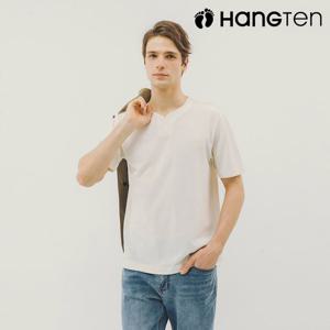 [행텐]남성 와플 원 포인트 슬릿넥 티셔츠-HC0311037043405