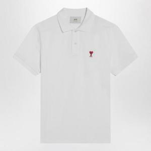 AMI PARIS Ami De Coeur white polo shirt BFUPL001U760/Q_AMI-100
